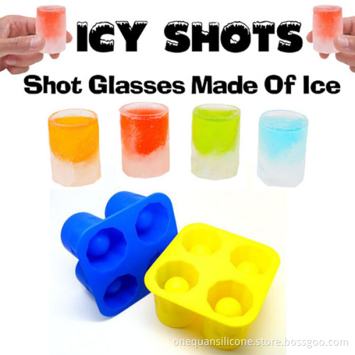 BPA Free Ice Cream Tools 4 cups colorful round ice shot glass silicone ice cup mold